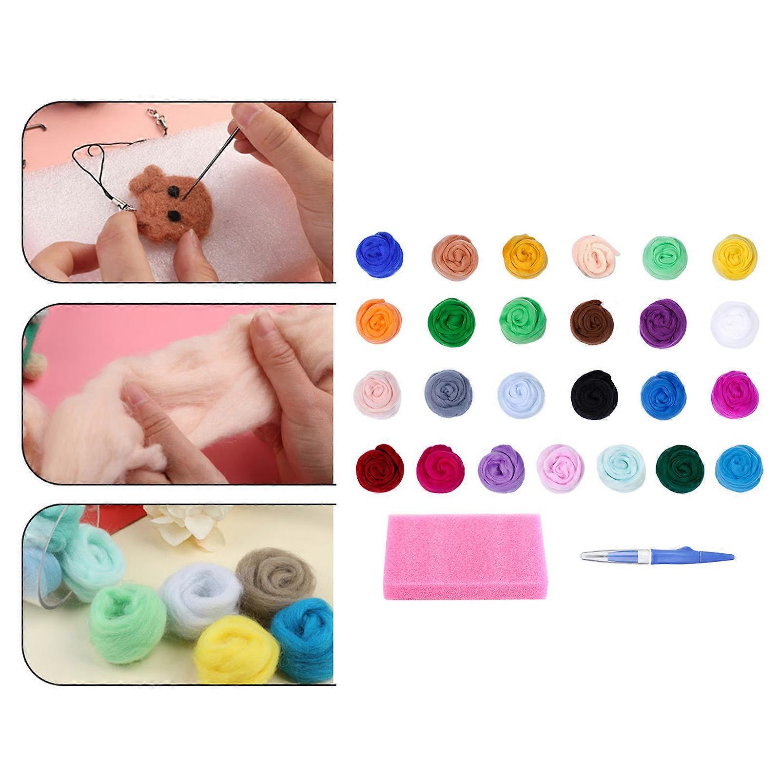 7/8/9/10 Color Needle Felting Set with Felting Needle Pen and Wool Roving Craft Needle Wool Felted Set for Beginner
