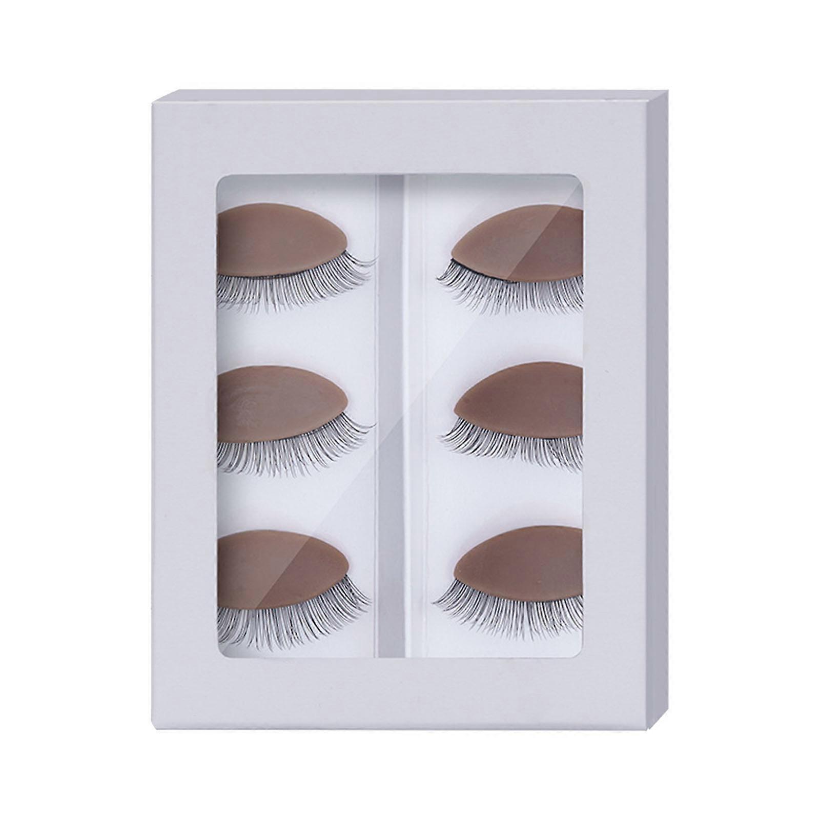 Eyelash Extension Lash Mannequin Training Accessories 3 Pairs Soft Silicone Double Layer Eyelash Practice Strips Coffee color
