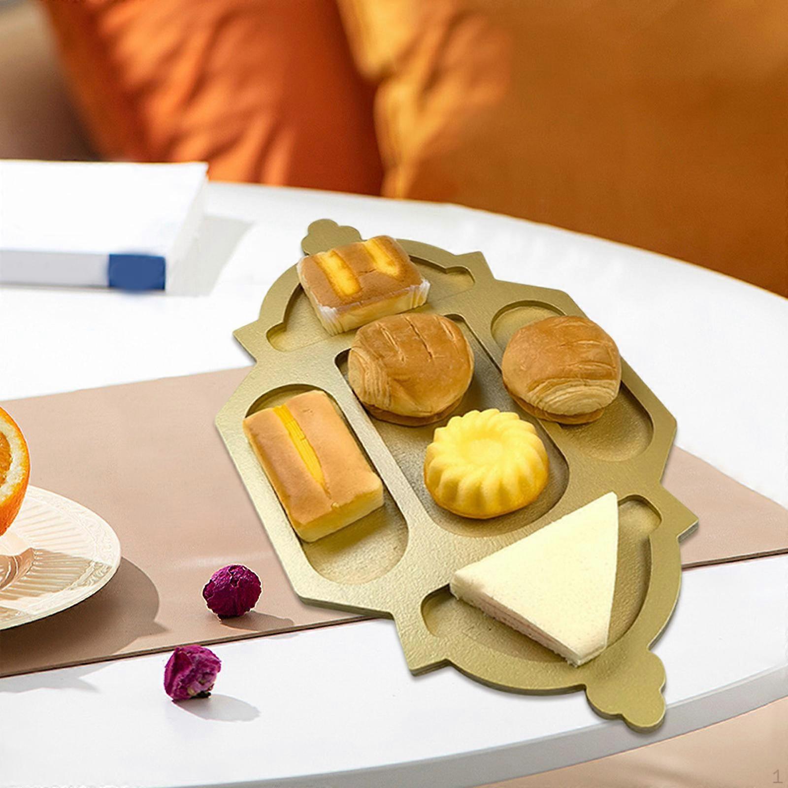 Wood Serving Tray Candy Dish Multiuse Breakfast Eid Mubarak Fruit Platter Dessert Plate for