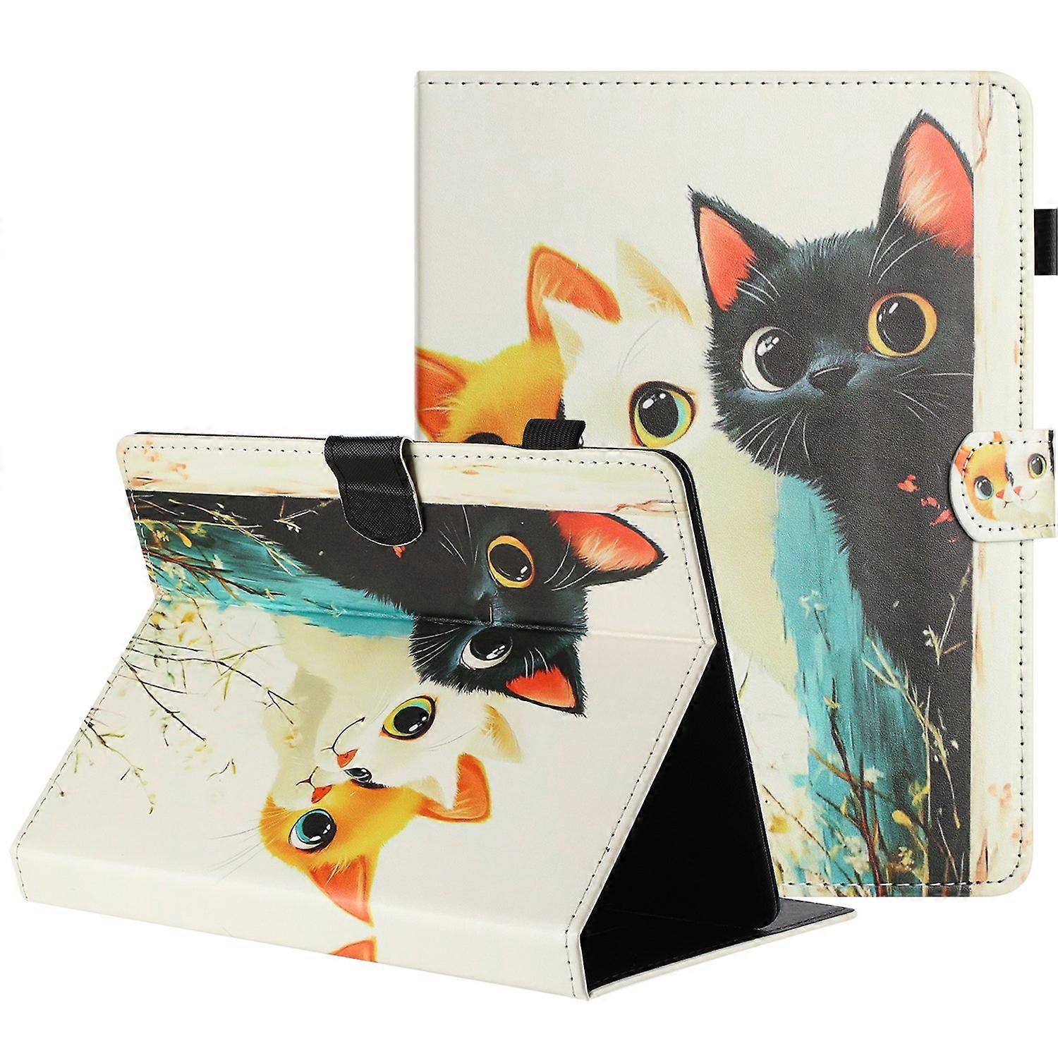 Universal 8-inch Tablet Case Litchi Texture Pattern Printing Leather Cover Auto Sleep Wake with Card