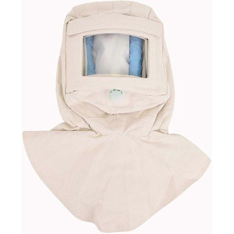 Sand Blasting Hood Cap, Canvas Protective Gear With Clear View Curved Glass For Polishing Sandblasting Work Environments