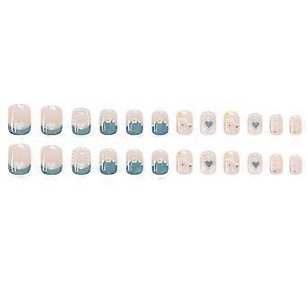 Square False Nails, Quality Acrylic Material Short Press On Nails With Easy To Apply For Women And Girls, 24Pcs Reusable False Nails Ideal Gift For