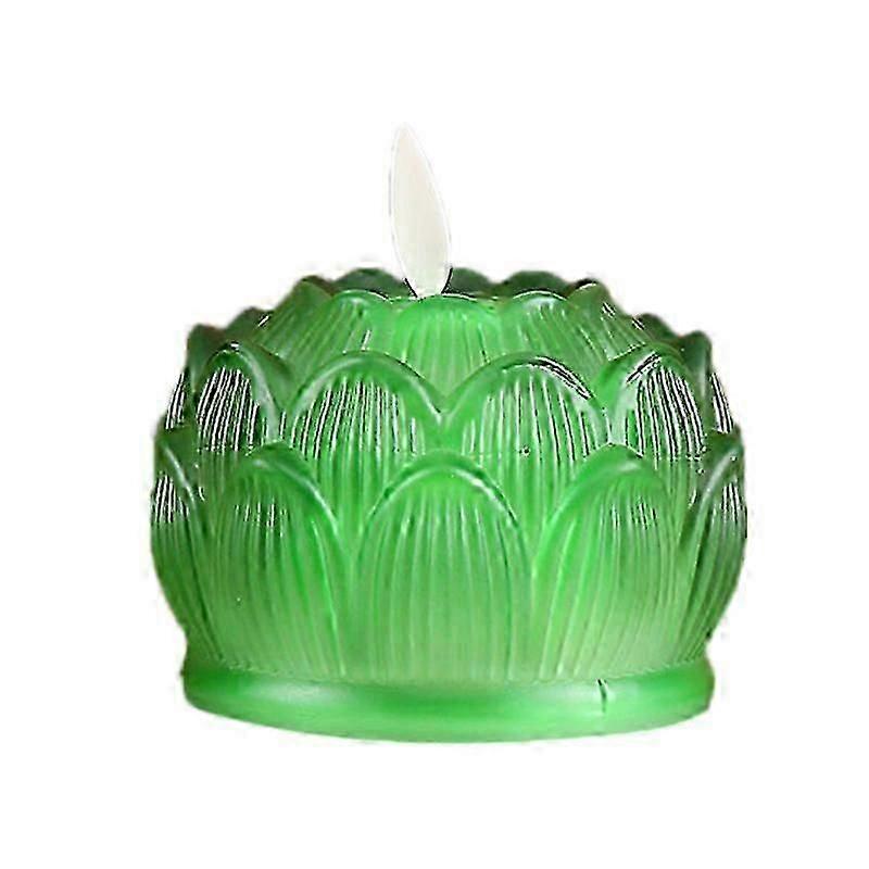 LED Colorful Lotus Lamp Energy Saving Safe Stable Household Buddha Lamp for Temples Buddhist Halls Green