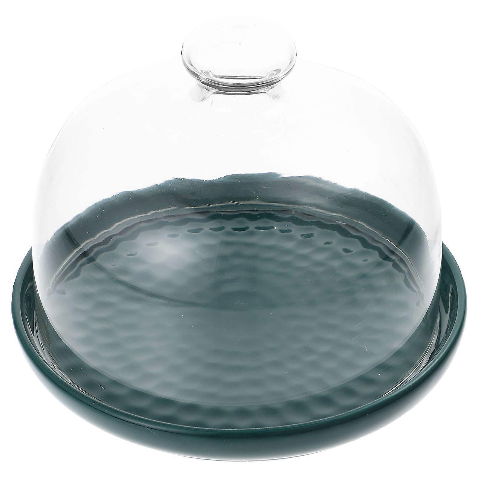 1Set Nordic Cake Dessert Plate Lidded Food Display Plate for Restaurant Green