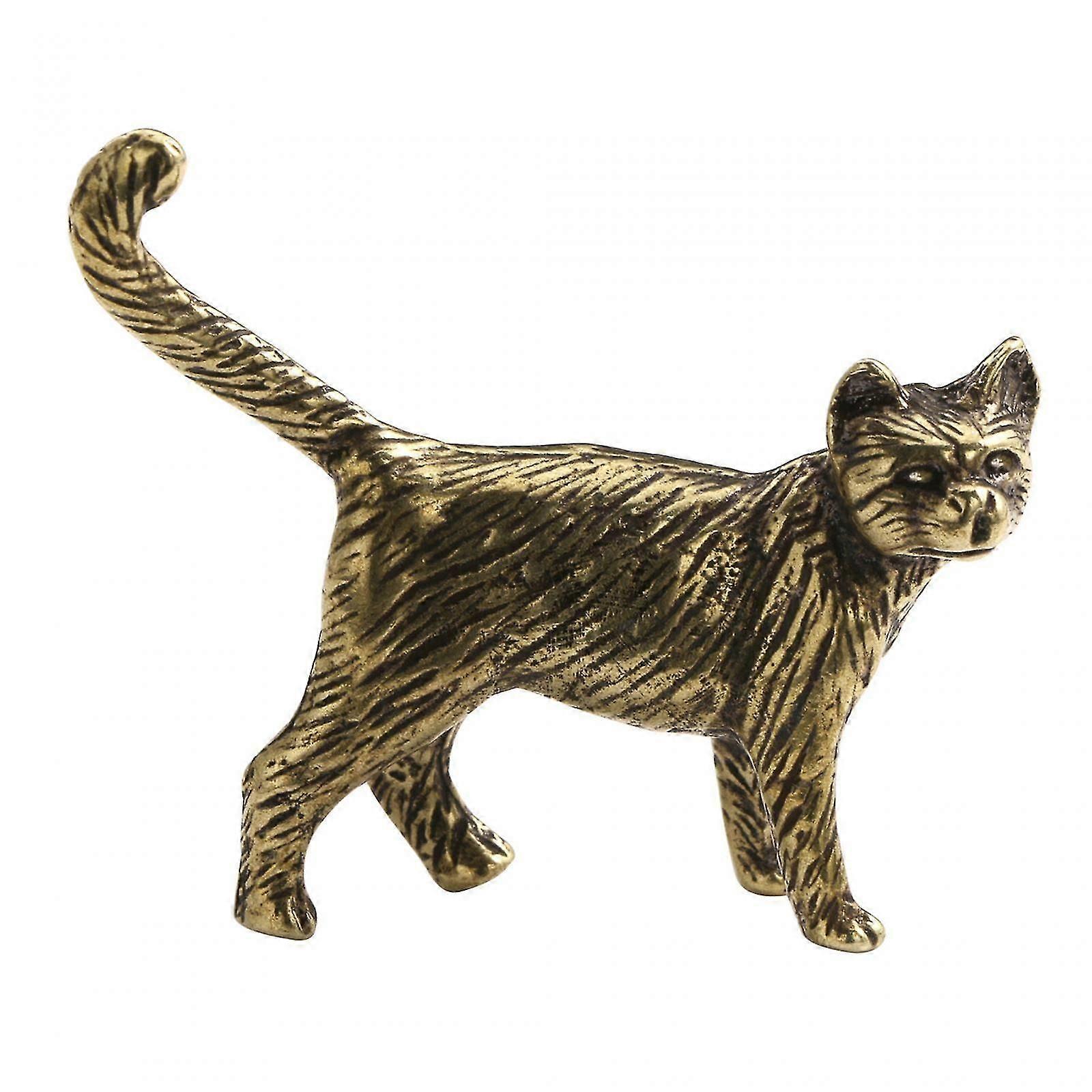 Statue miniature en laiton représentant un chat de compagnie pour bureau, bibliothèque