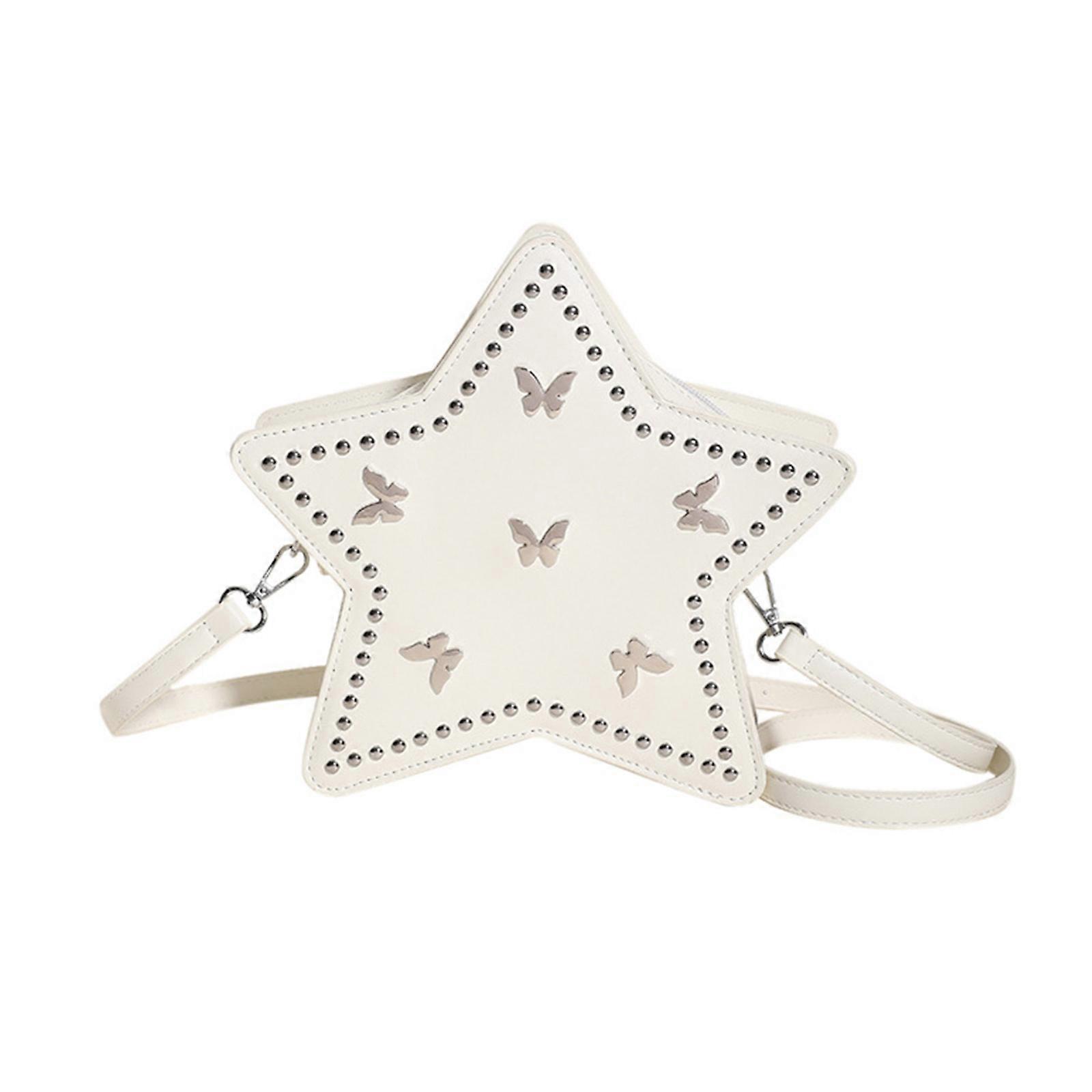 Cinq pointes étoile forme sac à dos sangle réglable voyage sac à bandoulière mode rivet sac à dos décontracté femmes sac à dos blanc