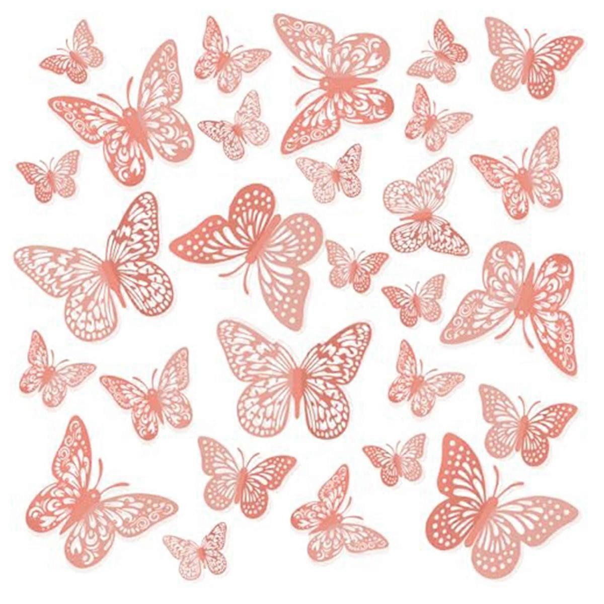 Butterfly Decorations, Wall & Cake Decor, -Accessories Rose Gold
