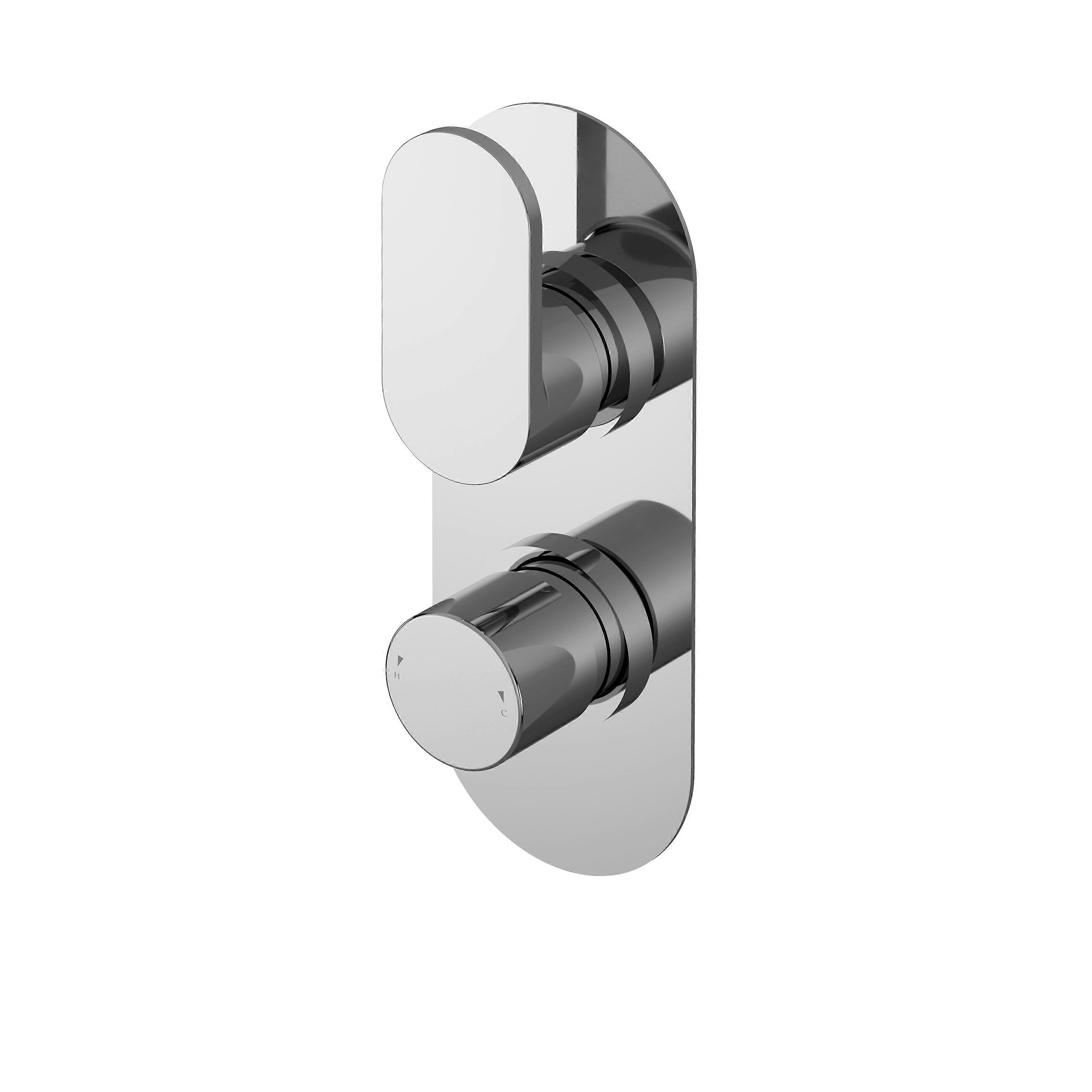 Current Contemporary Round Twin Concealed Thermostatic Shower Valve with Lever Handle - 215mm - Chrome by Balterley
