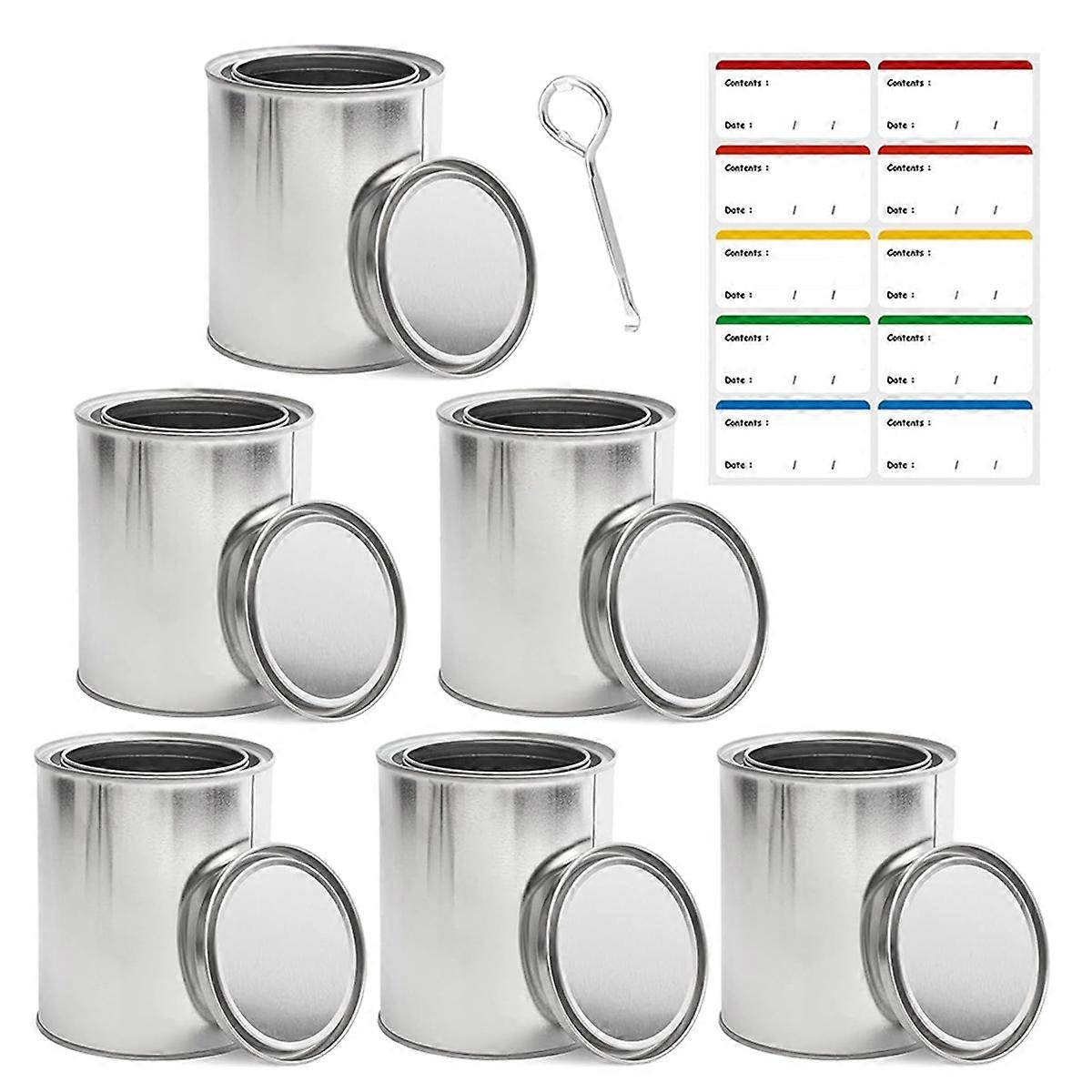 Empty Paint Cans with Lids 1 Quart Paint Storage Containers 6 Pieces Metal Can Buckets for Preservi