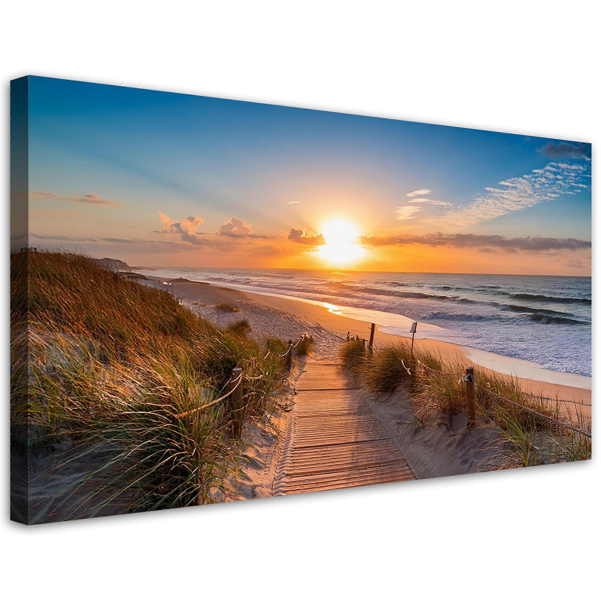 Quadro su tela, Tramonto sulla spiaggia Paesaggio Quadro su tela, Tramonto sul paesaggio della spiaggia