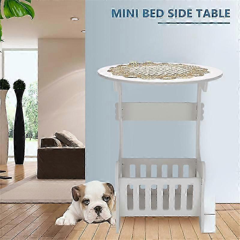 Mini Plastic Round Coffee Tea Table Room Storage Rack Bedside Table
