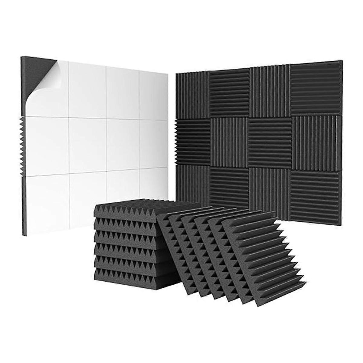 24 τεμάχια 2x12x12in αυτοκόλλητα ακουστικά πάνελ αφρού, για σπίτι και στούντιο