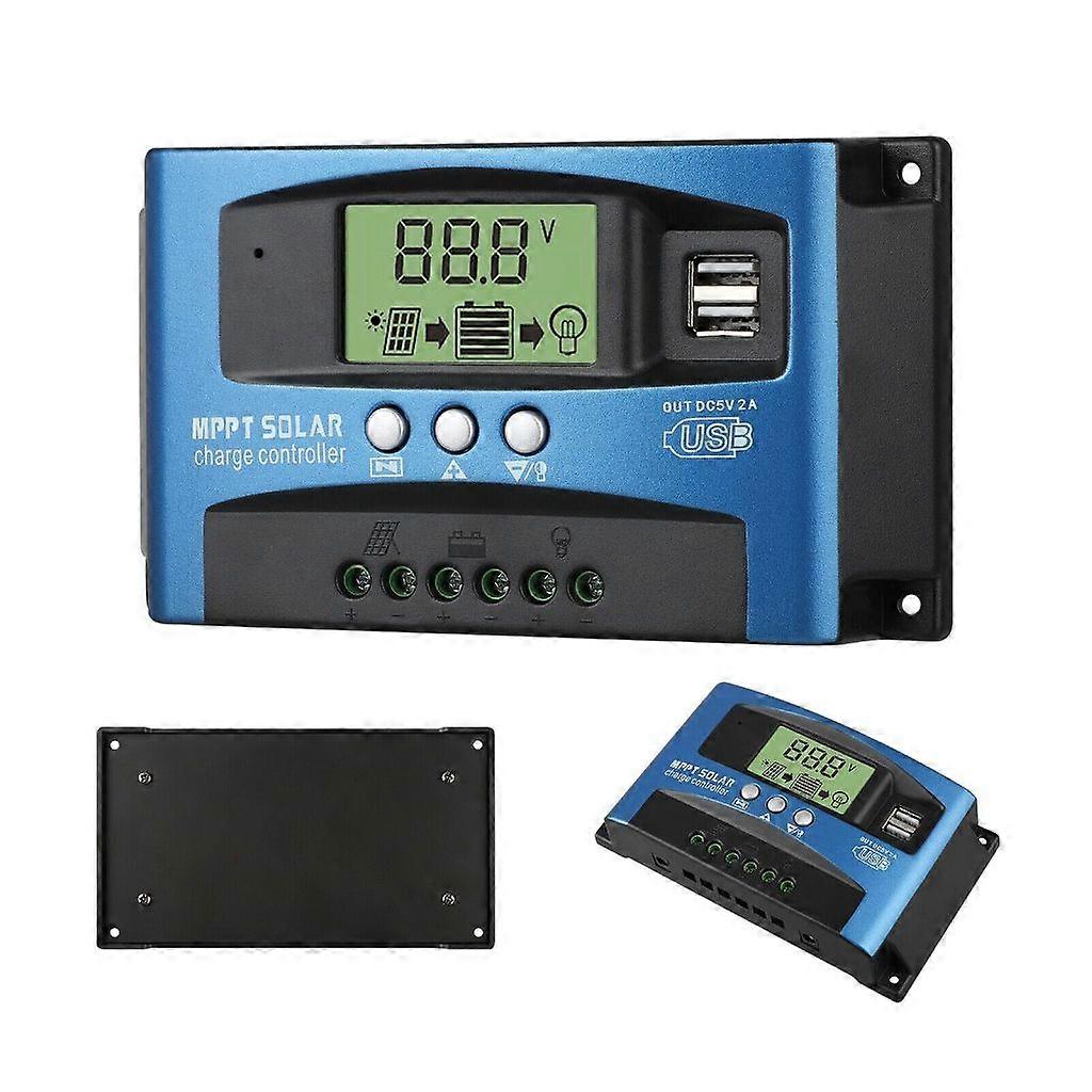 12V/24V Adjustable LCD Display Solar Panel Battery Regulator with USB