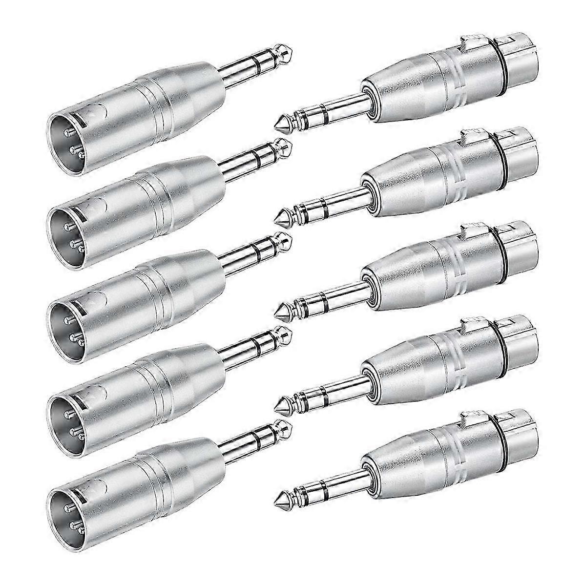 10 Pack XLR Adapter, 5 Pcs Male to XLR Male Adapter and 5 Pcs Male to XLR Female Adapter,1/4 Inch T