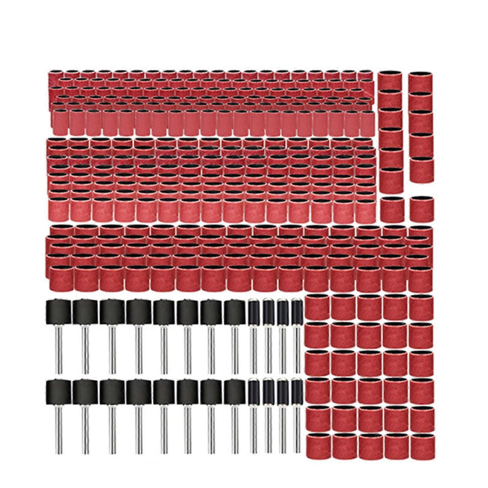Sanding Drum Set Including 360PCS Drum Sander Sanding Sleeves and 24PCS Drum Mandrels for Rotary Tool, 384PCS