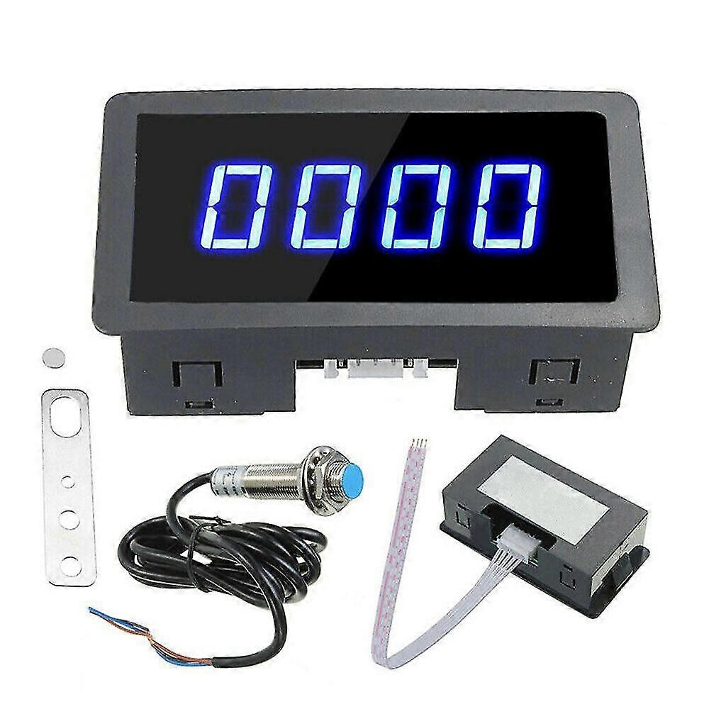 4-digital Led Blue Tachometer Rpm Speed Meter+hall Proximity Switch Sensor