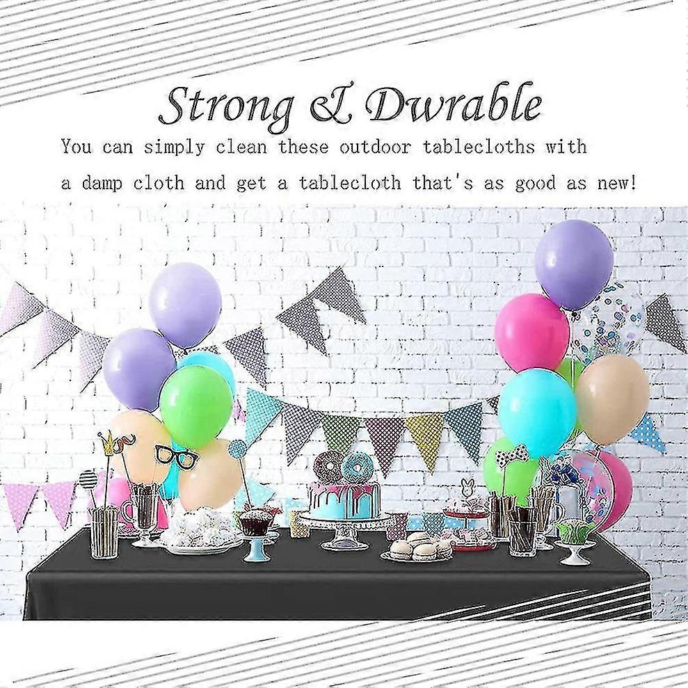 Tablecloth, Black, Rectangular, with 2 Matching Place - Mats, Ideal for Dining and Decorative Use