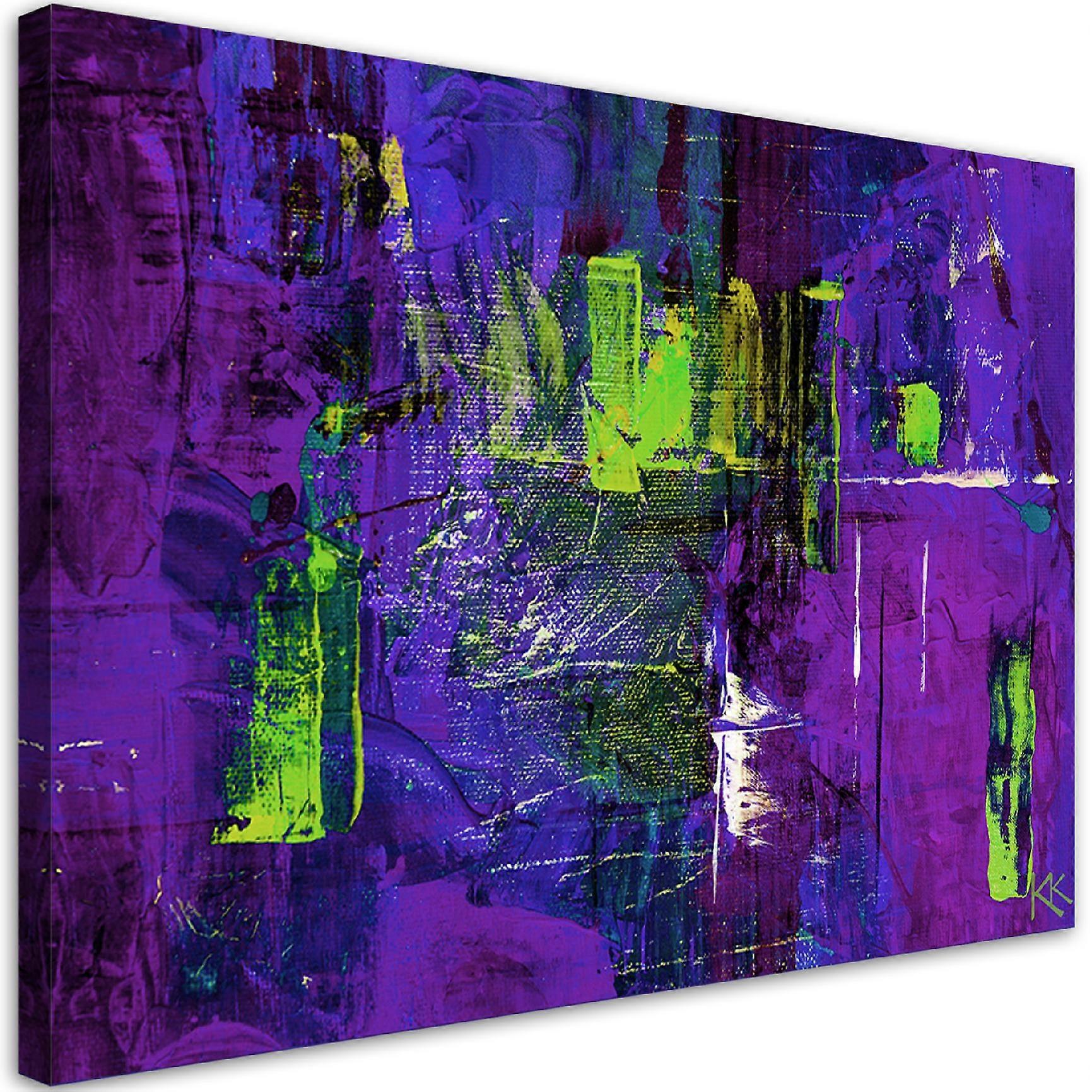 Impression sur toile, Abstraction violette peinte à la main - 120x80