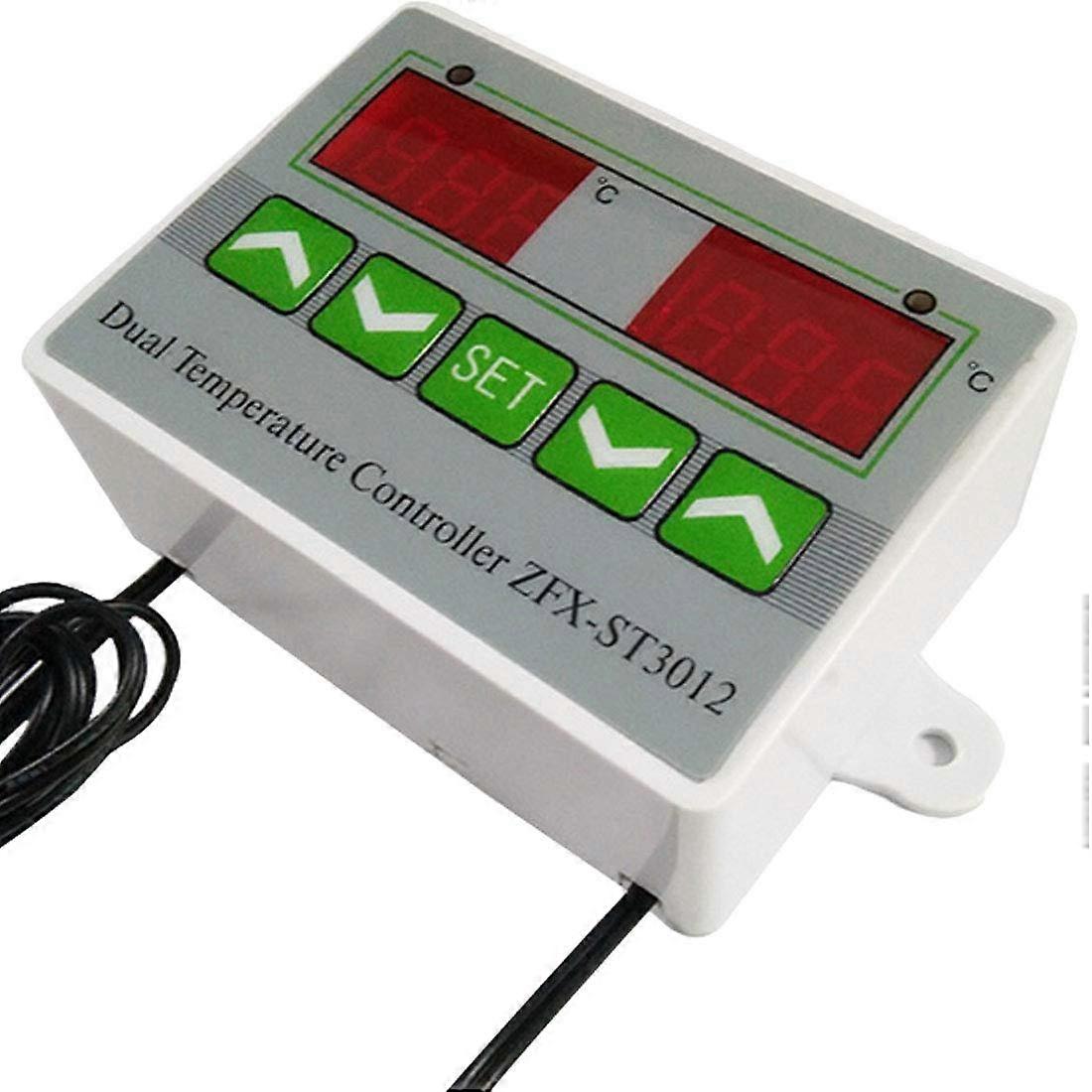 1PCS Digital LED Dual Thermometer Temperature Controller Thermostat Incubator Control Microcomputer Dual Probe AC 220V