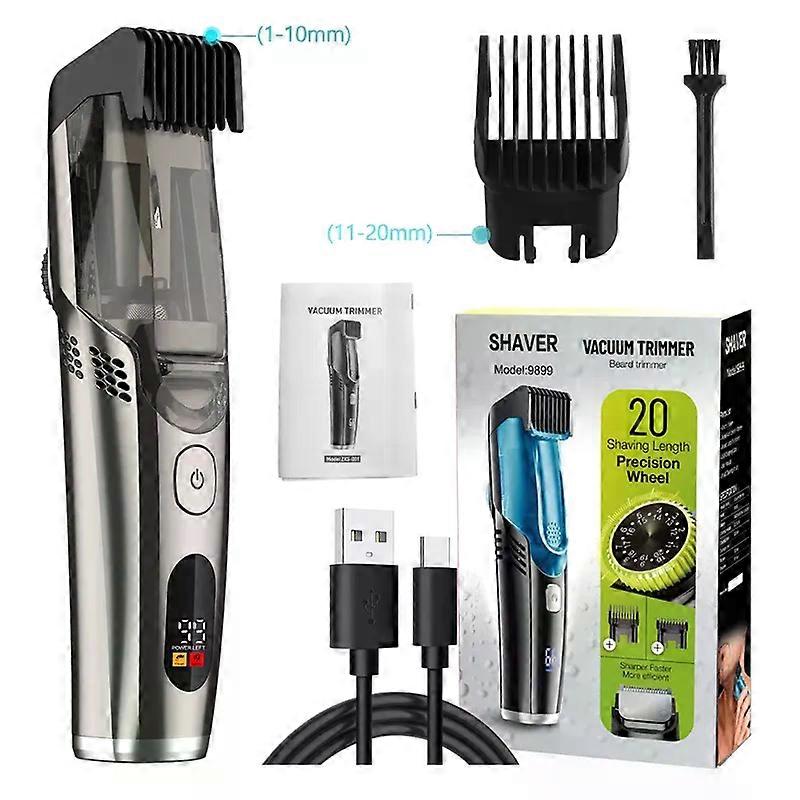 Vacuum Body Trimmer for Men, Adjustable Length with 2 Comb (1-20mm), Electric Vacuum Trimmer for Beard, Mustache, Stubble
