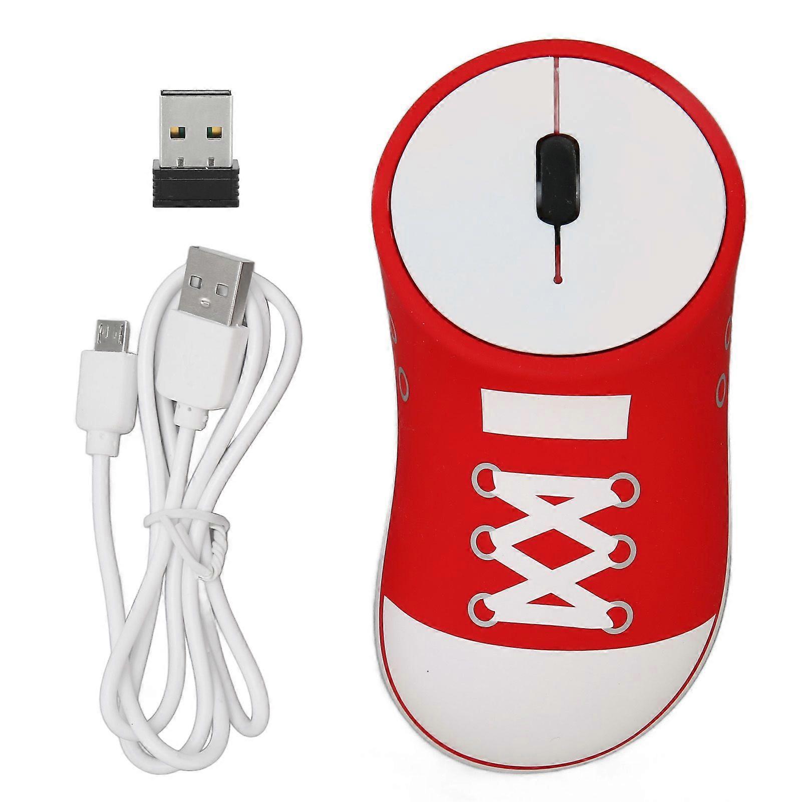 SQCLV 2.4G Shoe Wireless Mouse 1200DPI Slim Optical Portable Cute Ergonomic Design Rechargable Mouse with USB Receiver for PC