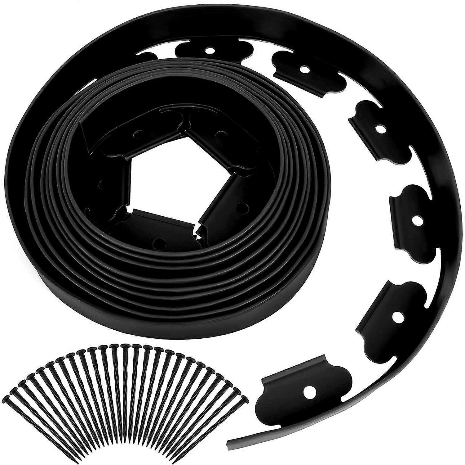 Plastic Garden Edging 5 Meters with 15 Anchor Stakes Flexible Lawn Edging Lawn Edging with Strong Stakes Garden Idea 50mm Height, 4mm Thickness