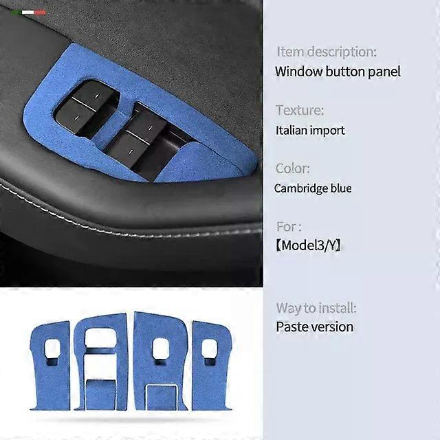 4Pcs Italian Premium Suede Car Door Window Lifter Switch Button Frame Decoration Cover Trim Protector compatible for Model 3 Model Y