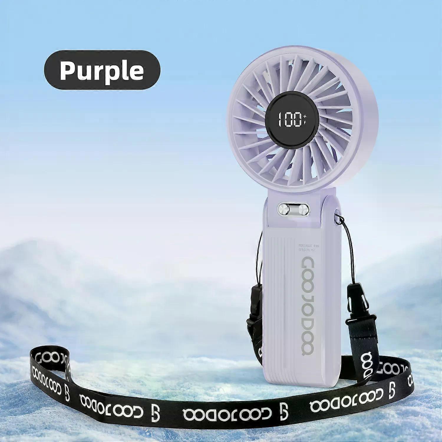 GOOJODOQ Portable Versatile Mini Fan Quiet and High-speed Airflow 100-level Stepless Speed 4000mAh Adjustment Folding Neck Fan