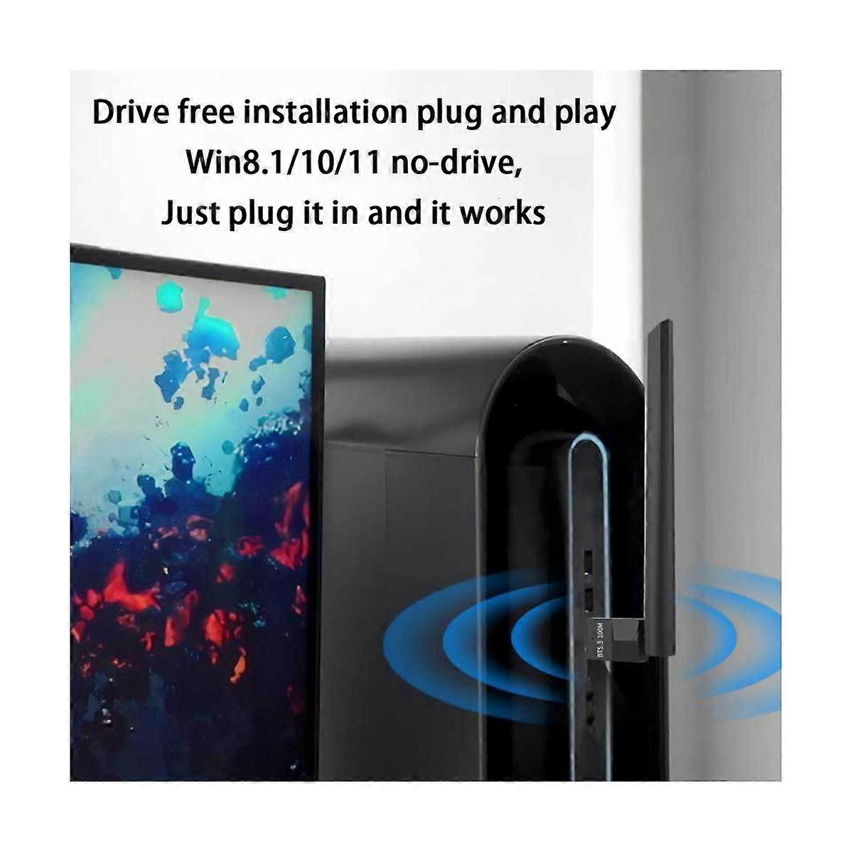 100M USB Bluetooth Adapter Bluetooth 5.3 Transmitter Bluetooth Audio Receiver External 4DBi Antenna Bluetooth Adapter