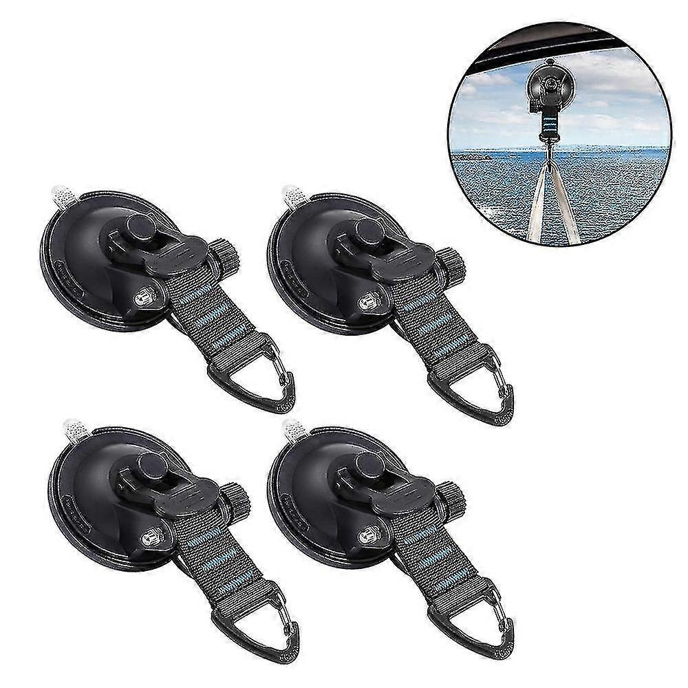 Heavy Duty Suction Cups 4 Pieces With Hooks Upgraded Car Camping Tie Down Suction Cup Camping Tarp Accessory With Securing Hook Strong Power Compatibl