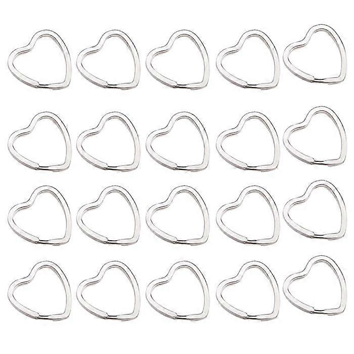 20Pcs Heart-Shaped Split Rings Key Rings