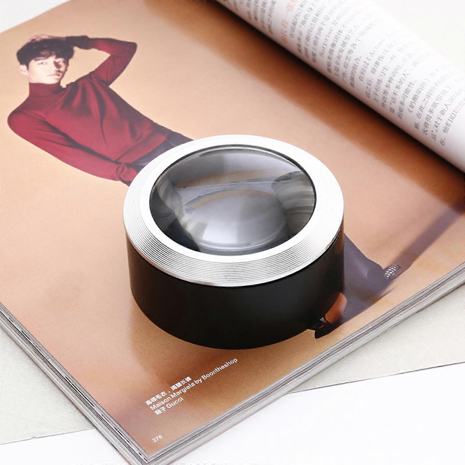 Portable Desktop Dome Reading Magnifier with 3 Led 5X Lens Handheld Magnifying Glass Cylinder Shape for Seniors Gift