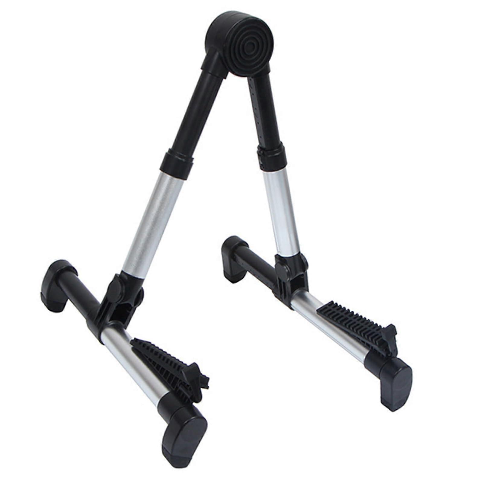 Telescopic Folding Guitar Stand and Adjustable Violin Stand with Silver Finish