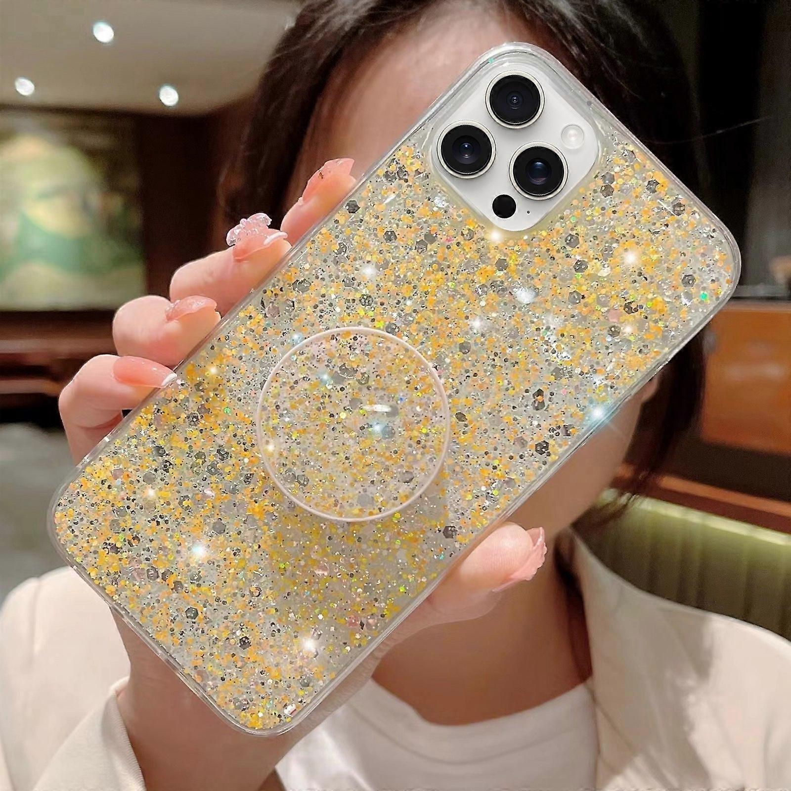 Starry Sequin Round Stand Epoxy TPU Phone Case