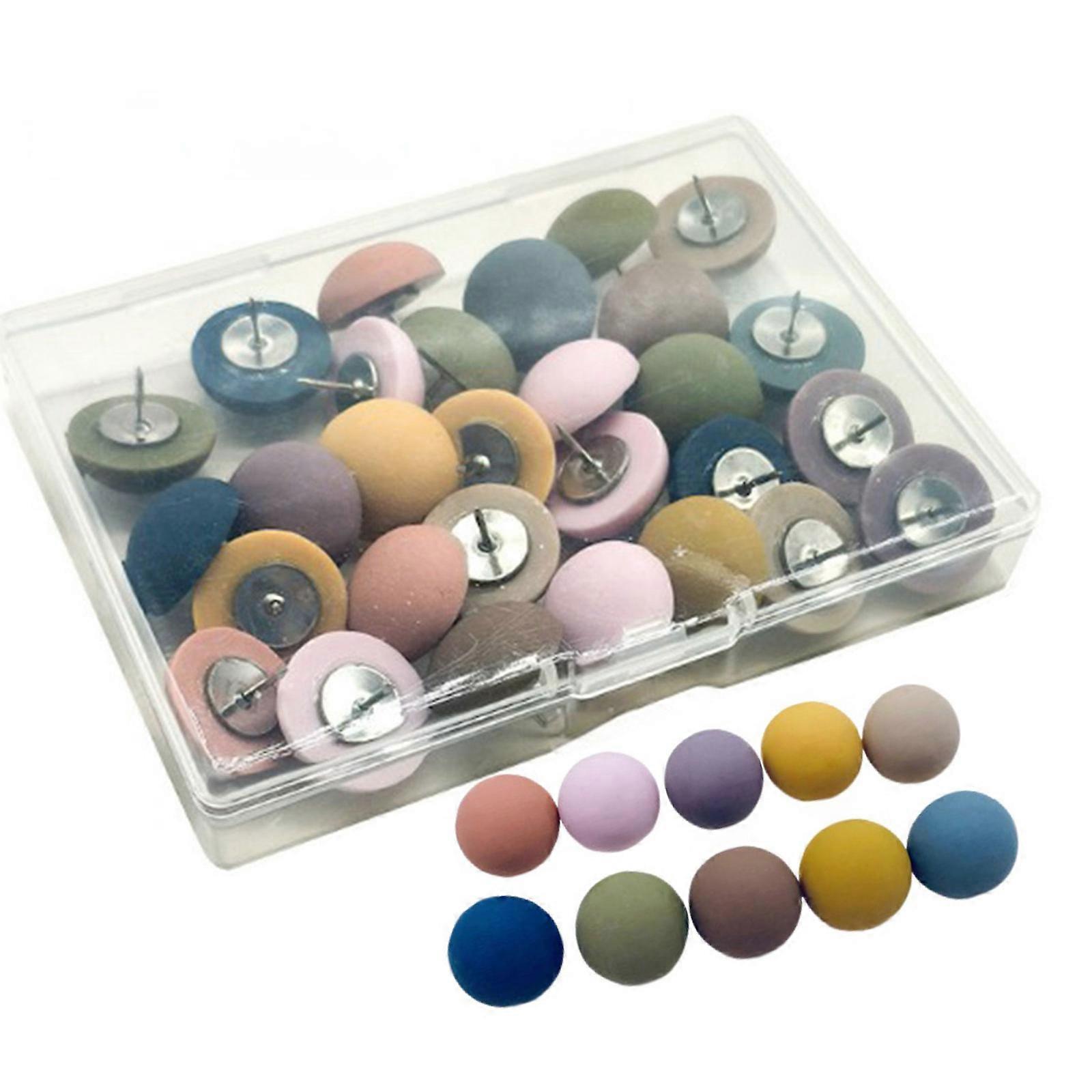 30Pcs Round-head Push Pins Circle Pushpin Color Map Pin, Thumb Tacks, Καρφίτσες ραψίματος για το ράψιμο Project DIY Κοσμήματα Χειροτεχνία