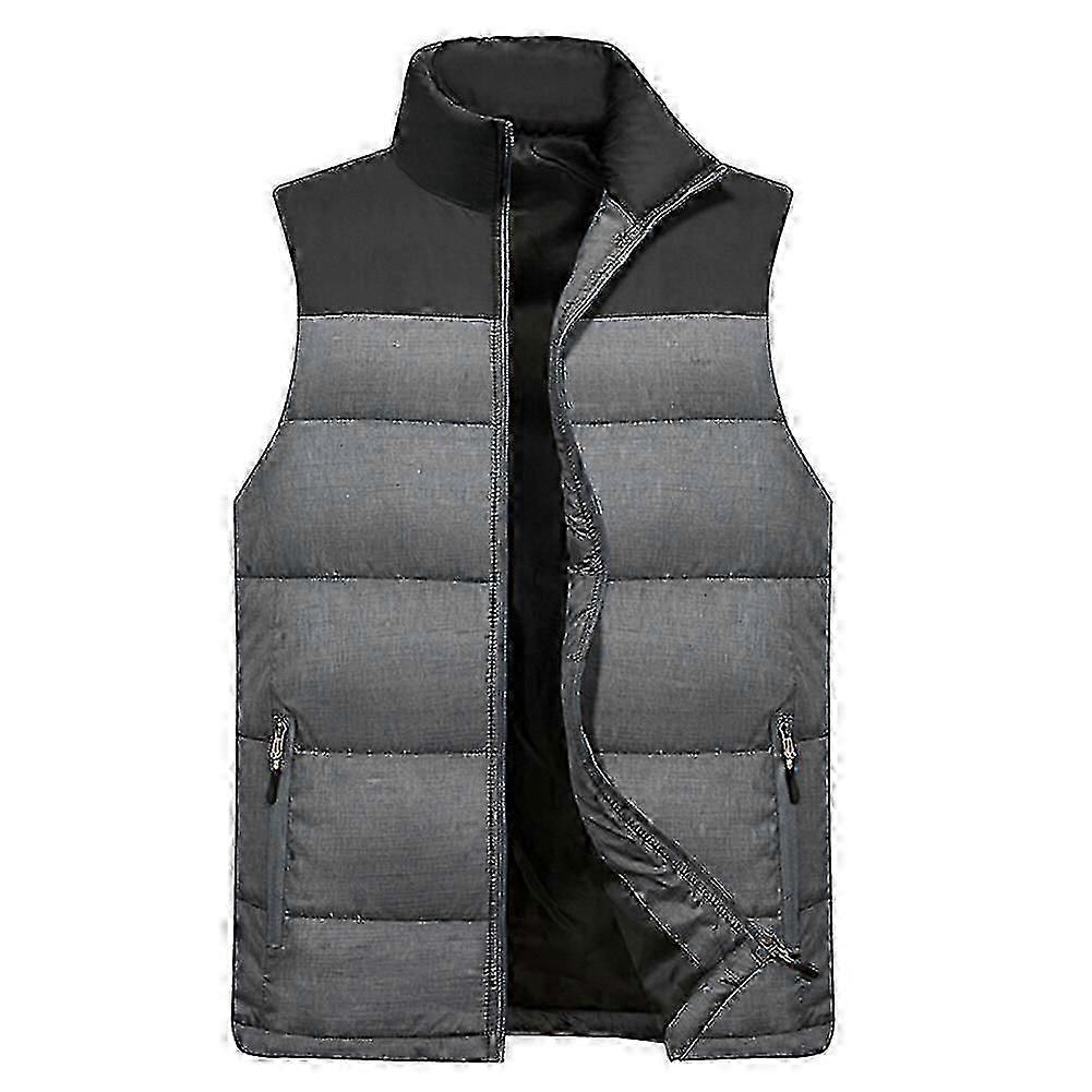 Mens Colorblock Sleeveless Jacket Thickened Puffer Vest