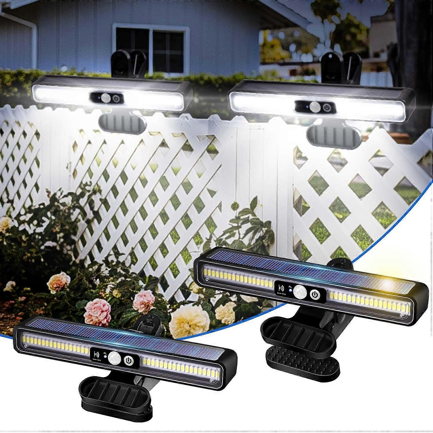 Clip-On Solar Motion Sensor Lights, Outdoor Waterproof Fence Lights, Portable Security Lights for Fence Garage