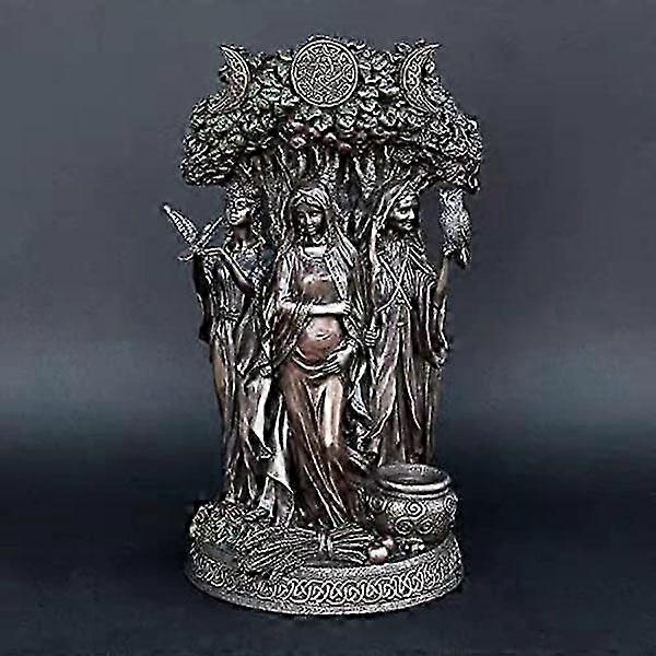 تمثال الإلهة الثلاثية، القمر المقدس السلتي، الإلهة الثلاثية، الأم العذراء، العجوز تحت تمثال شجرة الحياة، هيكاتي بريدجيت، ديكور، منحوتة حديقة