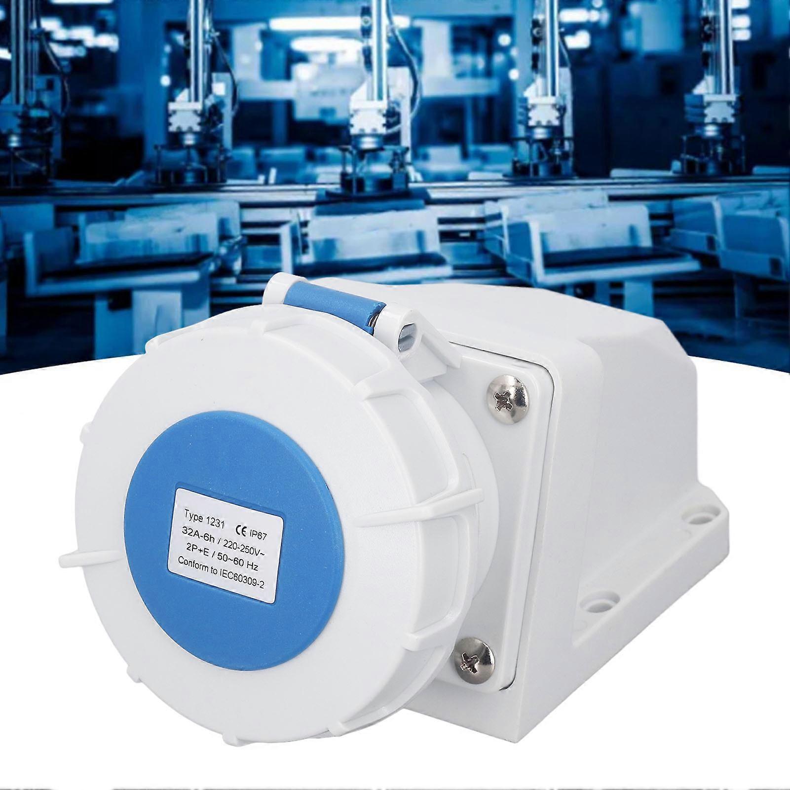 Industrial Connector Socket 32A 2P+E Surface Mounted IP67 Waterproof Socket Industrial Connector 220‑250V