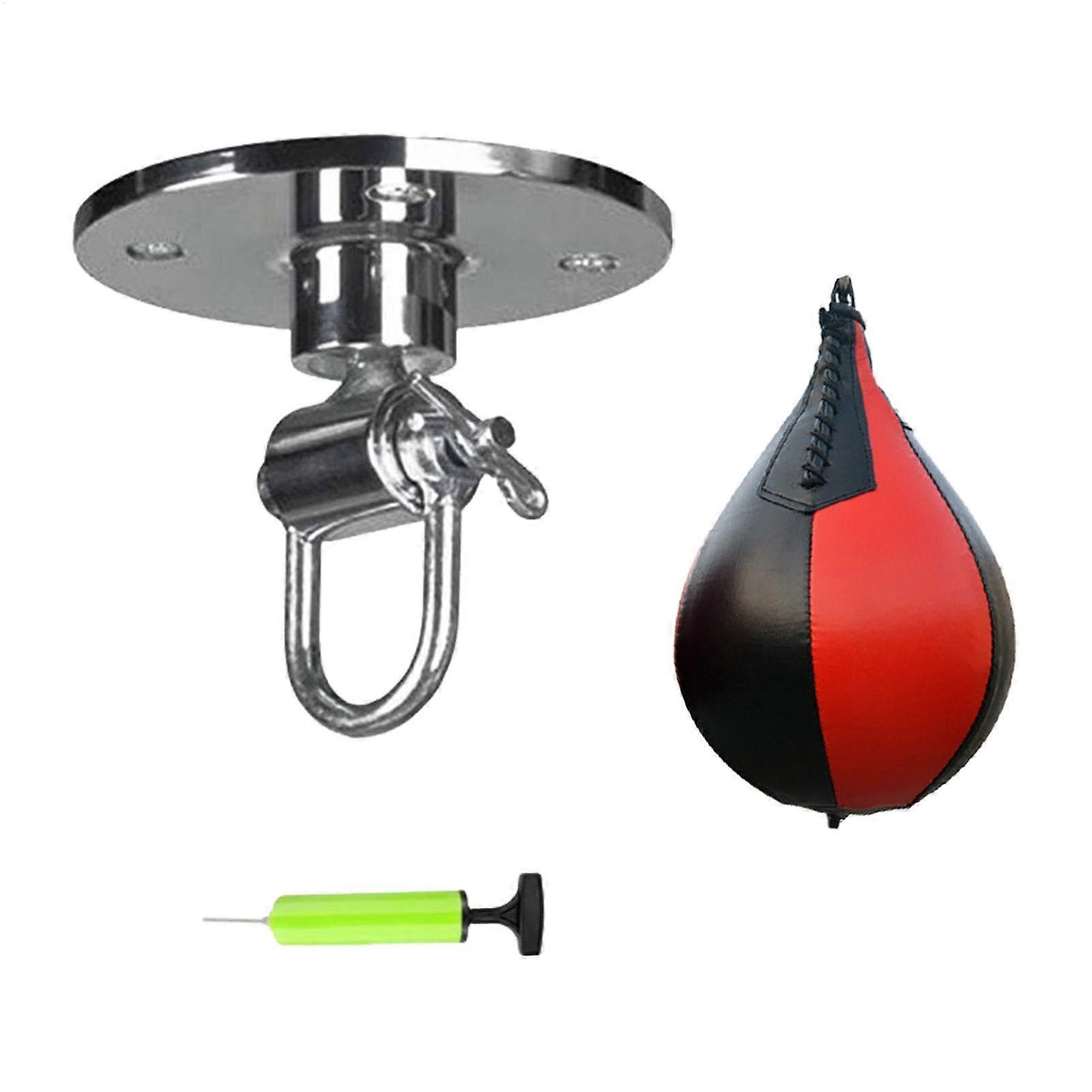Rotatable boxing speed bag with inflator Boxing training bag reflex Punching bag for home fitness black red