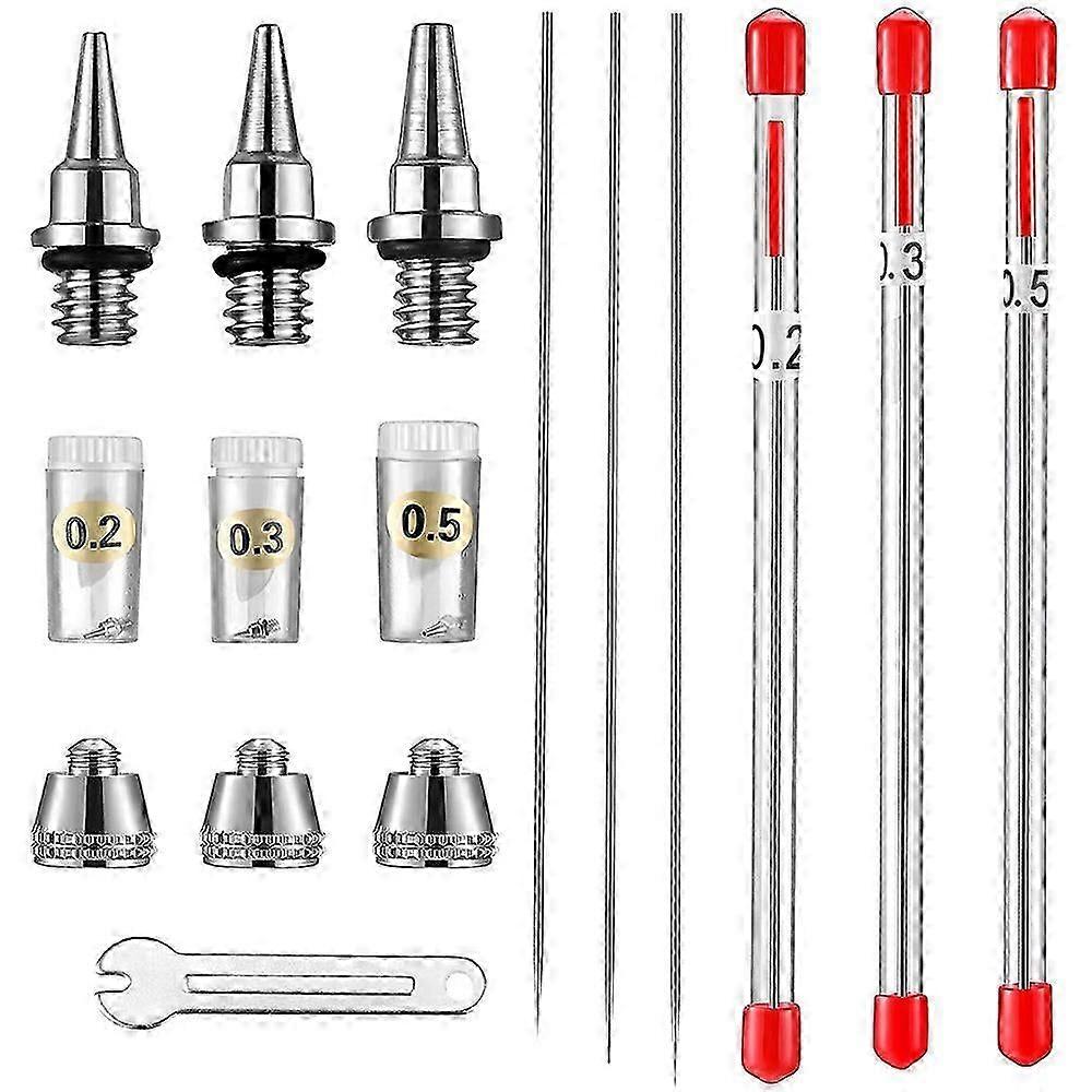10-Piece Airbrush Nozzle, Needle, and Cap Replacement Kit with Adjustment Wrench