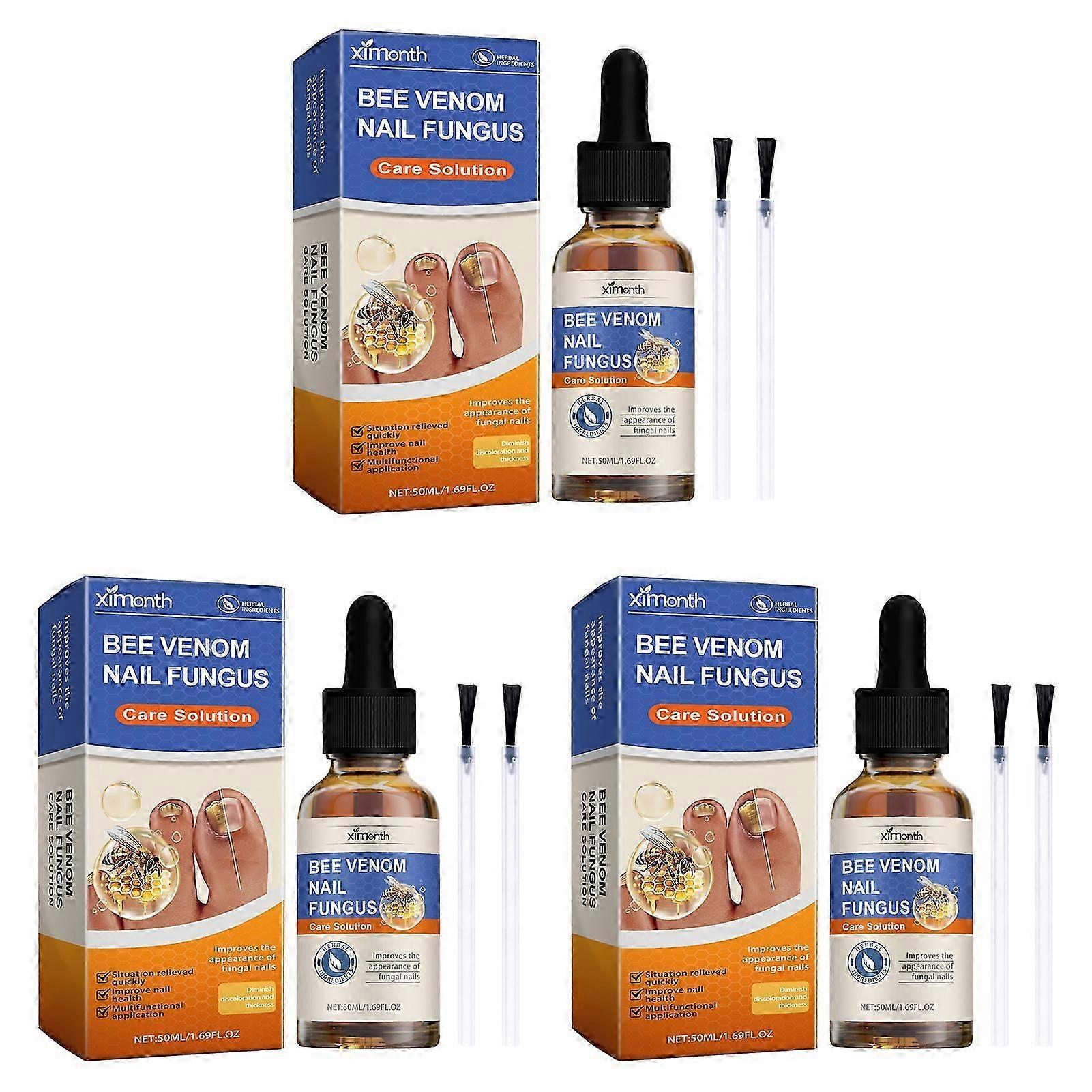 1-3pcs蜂毒ネイル真菌治療ソリューション7日間足指真菌治療血清ネイルブラシネイルケア、ハッピーH