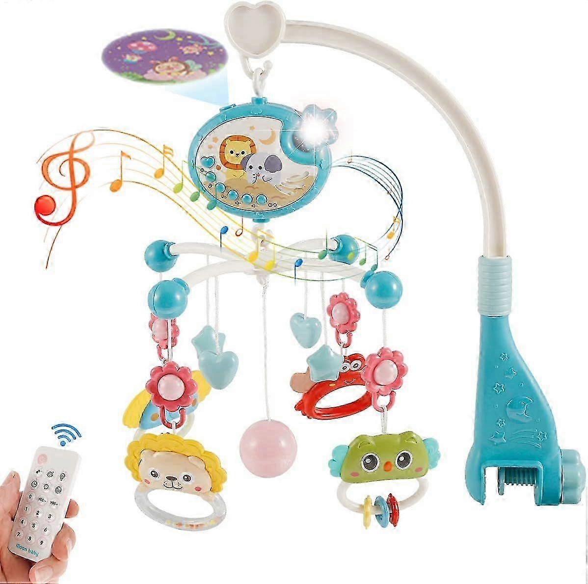 Mobile baby music mobile baby crib with soothing melodies, soft light, and projector