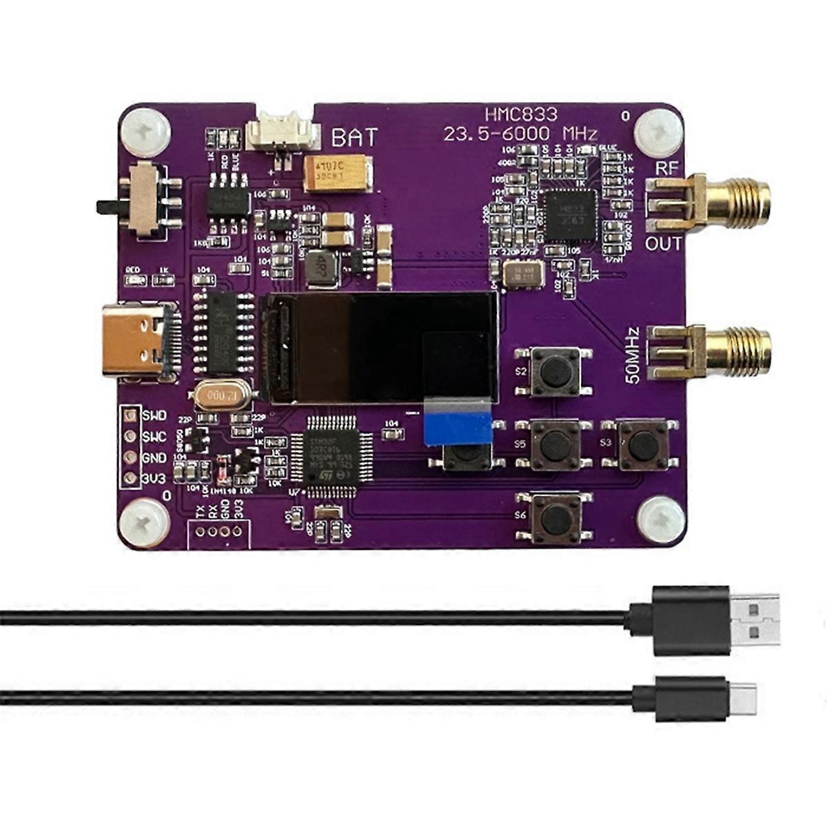 6GHz RF Signal Generator 23.5mhz-6000mhz Module Keypad Version Oled Screen Display HMC833