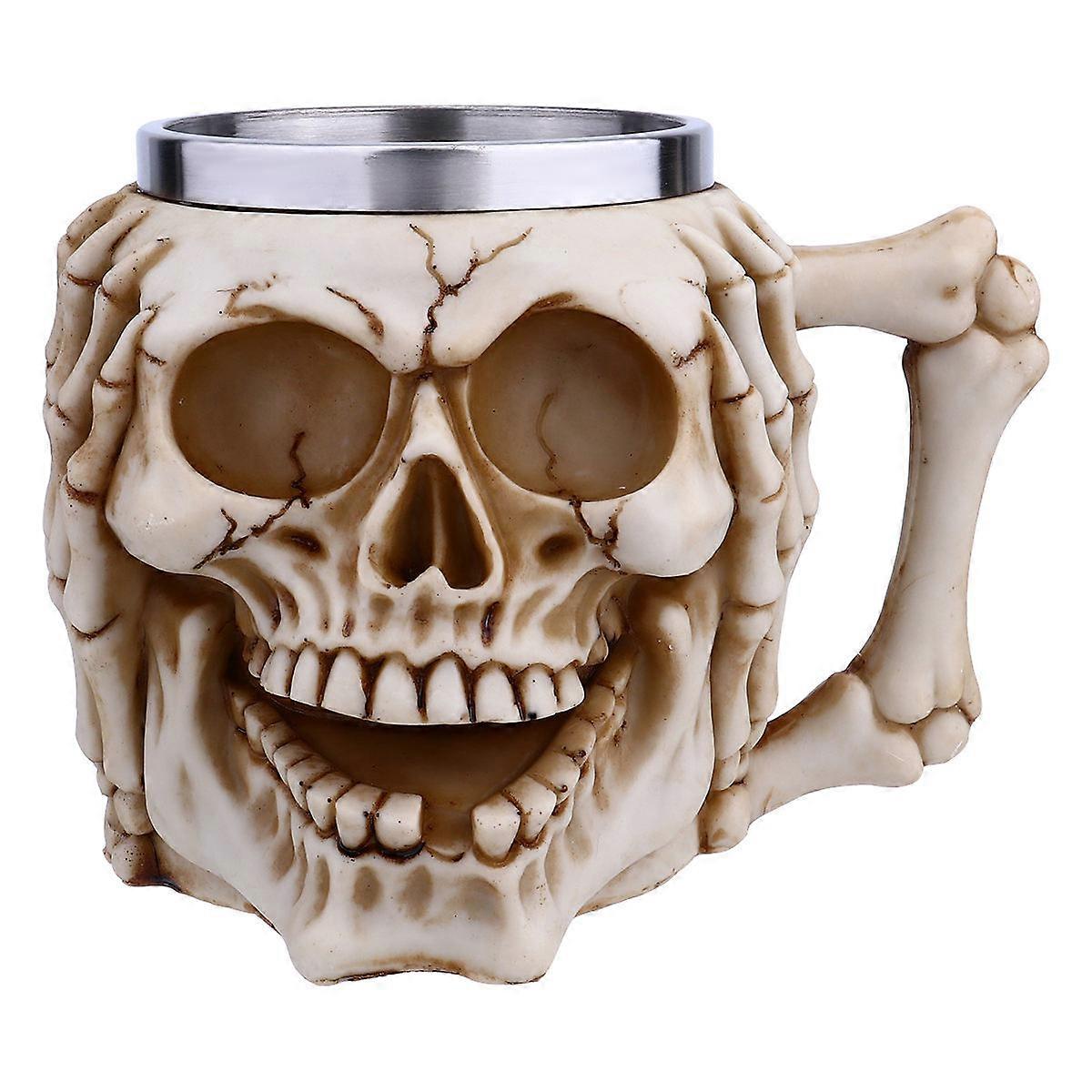 Skull Shape Stainless Steel Beer Mug with Handle – Unique Drink Cup for Home Bar and Office Use