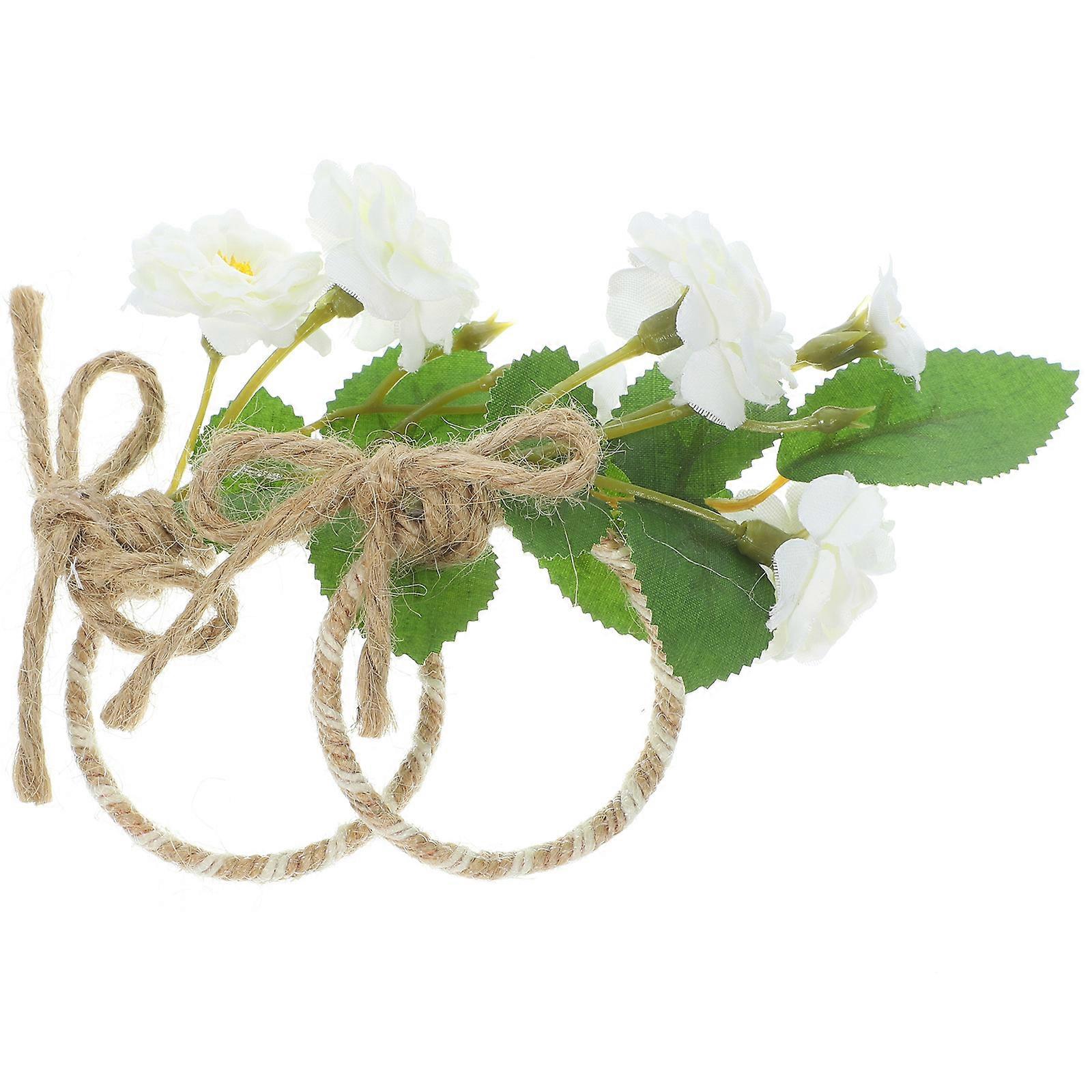 Dining Table Napkin Ring Fake Flower Shape Rustic Style Assorted Color 8.00X4.50X0.50CM Table Decoration 2Pcs