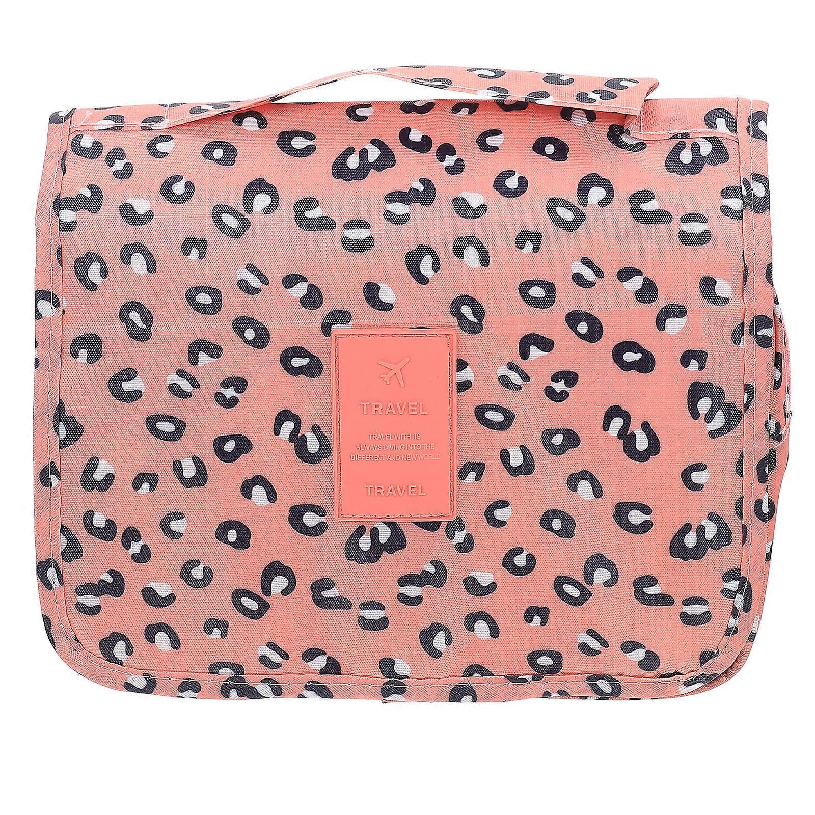 フック付き軽量トラベルトイレタリーバッグ、屋外用多機能吊り下げ化粧ポーチ、ヒョウデザイン