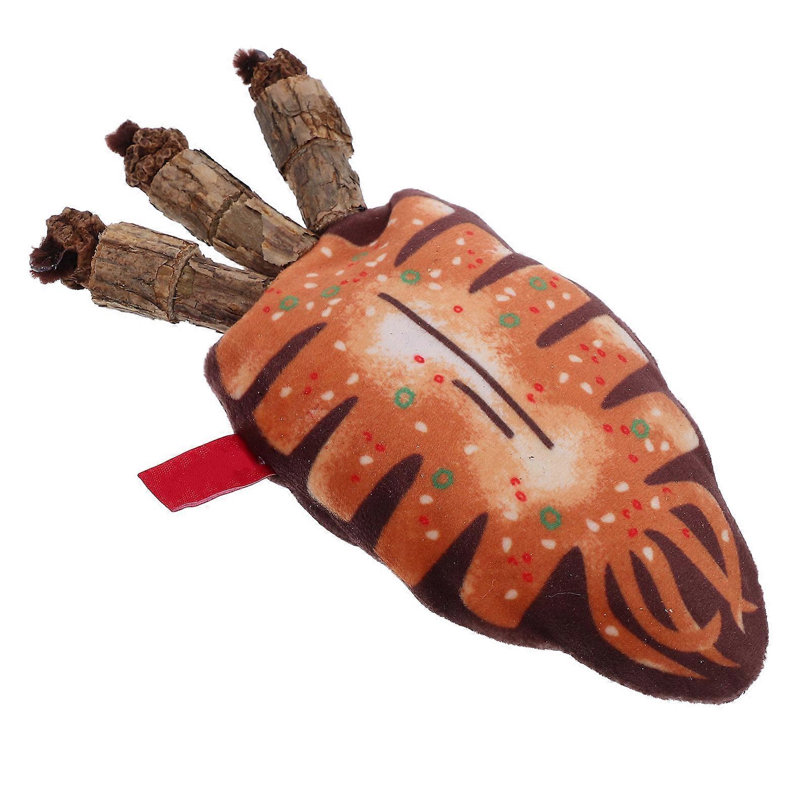 Pet Teething Toys Fish Shaped Stuffed Squid Cat Toy Cat Lovers Light Brown 16.20X6.20X3.00CM Teething 1Set