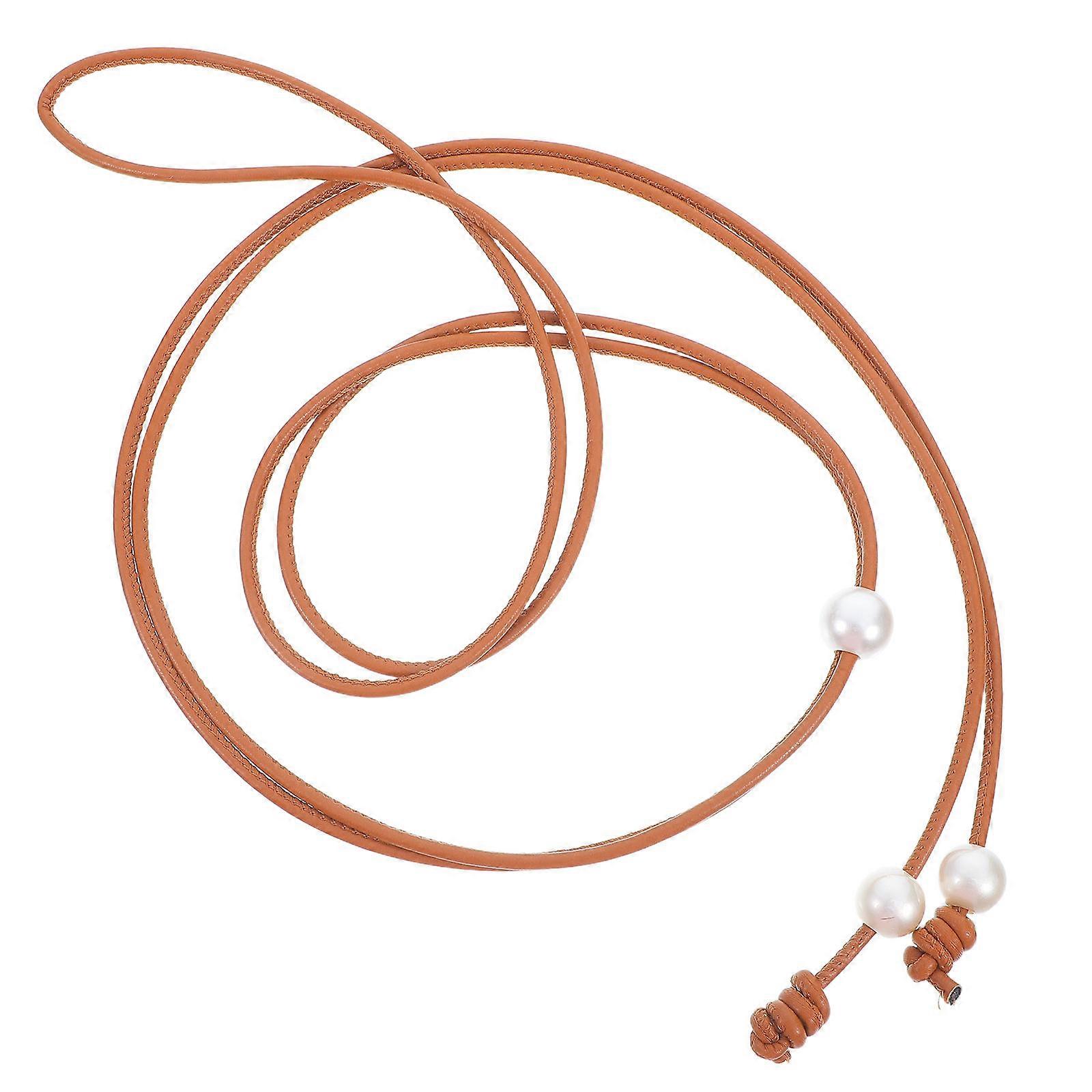 Femmes String Ceinture Boho Style Pu Corde de taille réglable pour robes marron 1Set