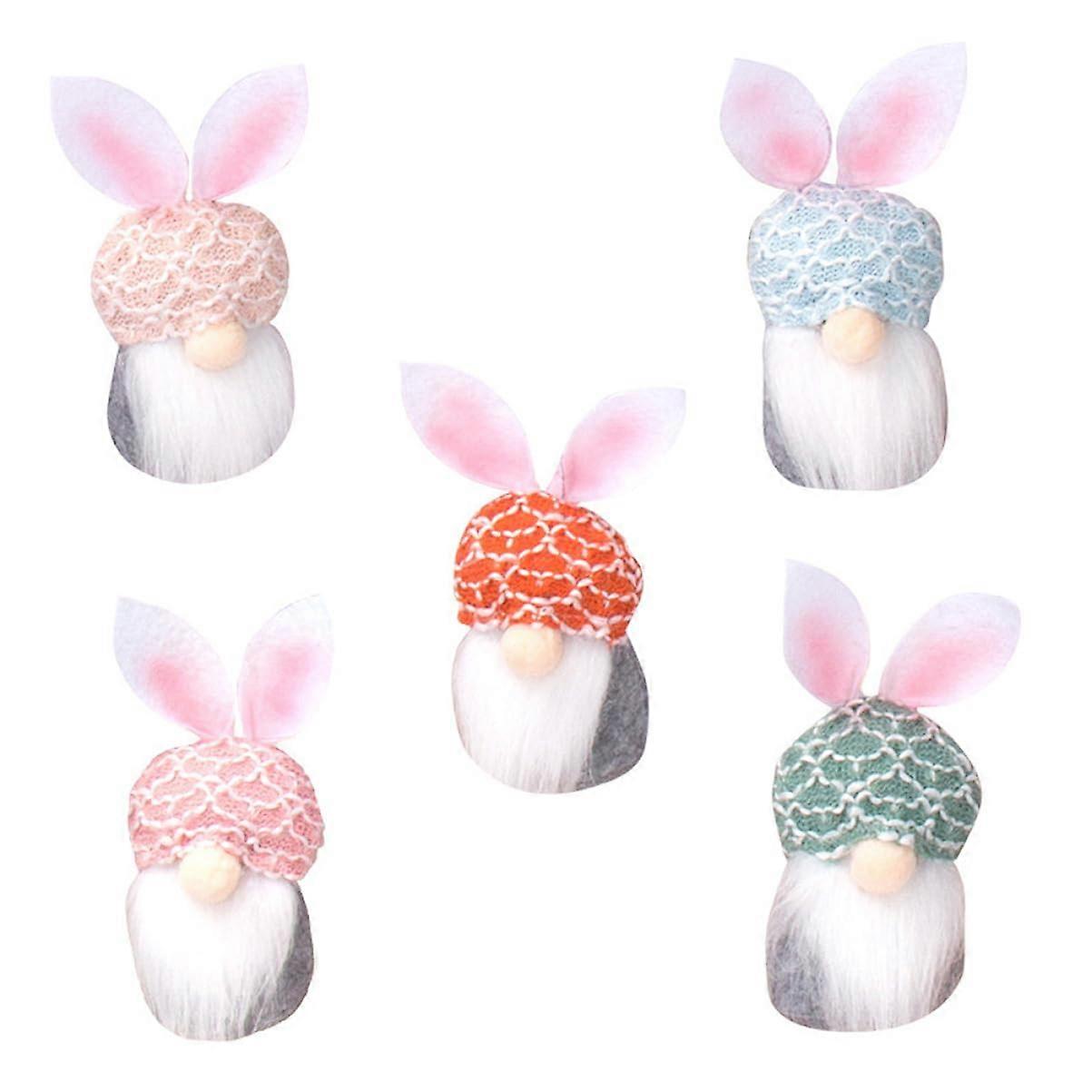 Hanging Decoration Gnome Plush Toys - Set of 5 Garden Figures with Ladybug and Rabbit Dolls, Polyester, Cute Design